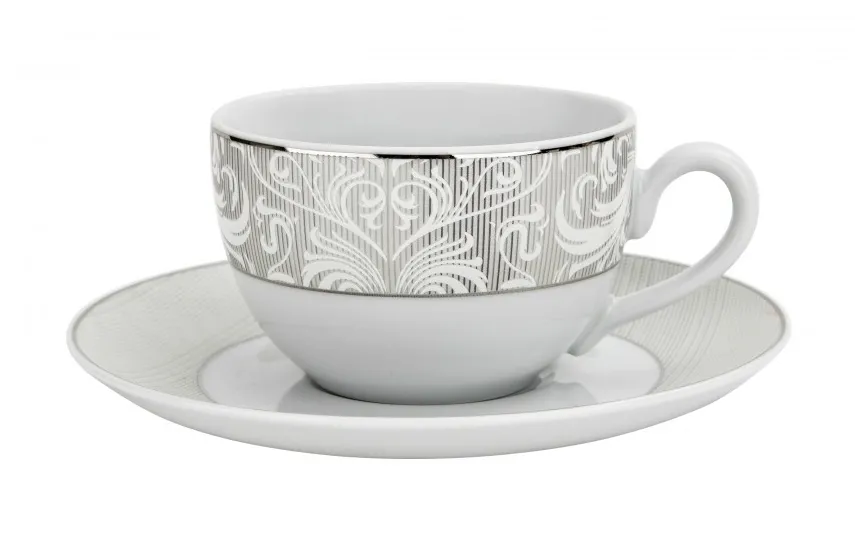 Cmielow Komplet 6 filiżanek 200 ml + spodki Atlanta Silver Hot