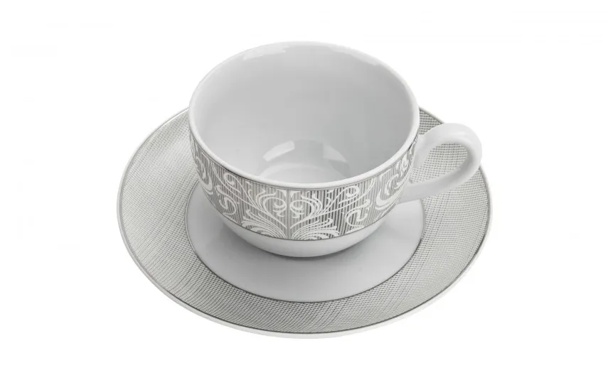 Cmielow Komplet 6 filiżanek 200 ml + spodki Atlanta Silver Hot