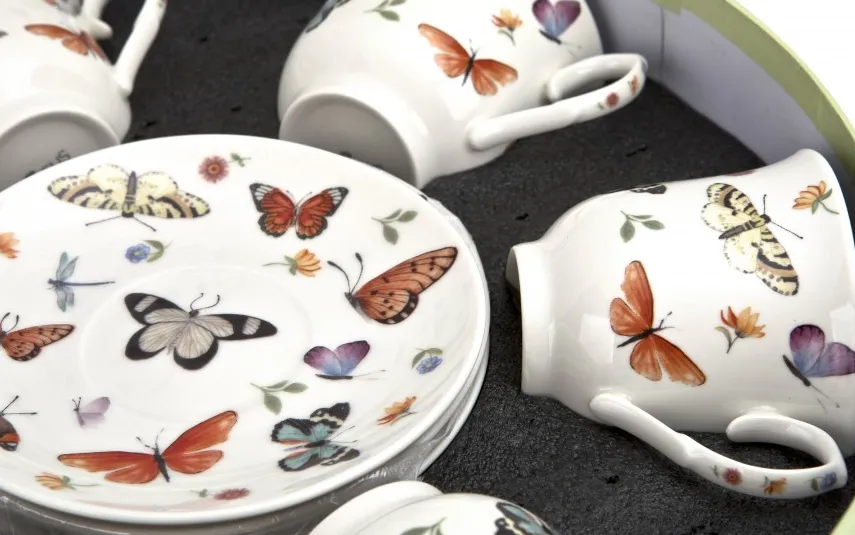 Duo Komplet 6 filiżanek 250 ml + spodek Butterflies Discount