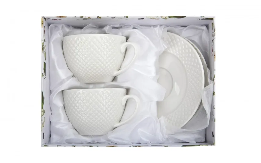 Veroni Komplet 2 filiżanek 250 ml + spodki Mediolan Outlet