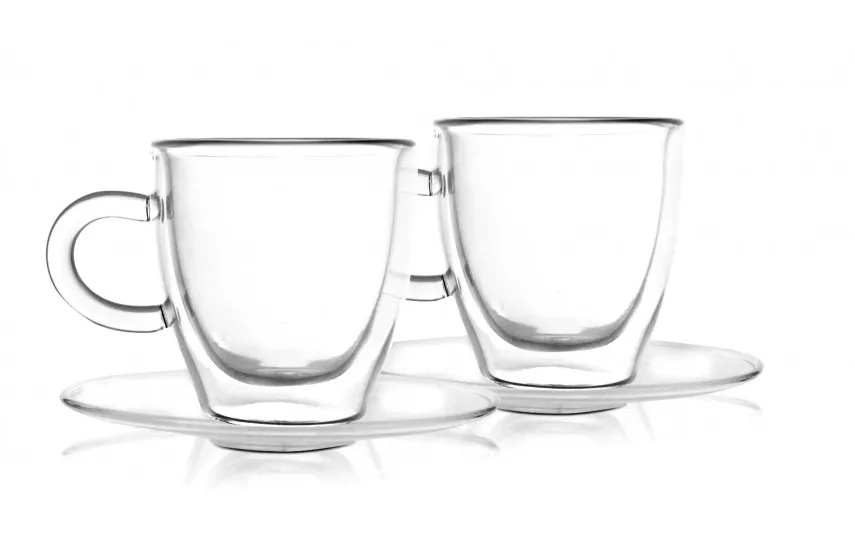 Vialli Design Komplet 2 filiżanek termicznych do espresso 50 ml z podwójną ścianką AMO Online
