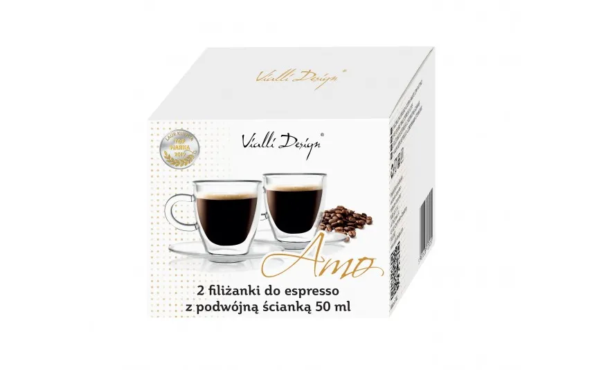 Vialli Design Komplet 2 filiżanek termicznych do espresso 50 ml z podwójną ścianką AMO Online