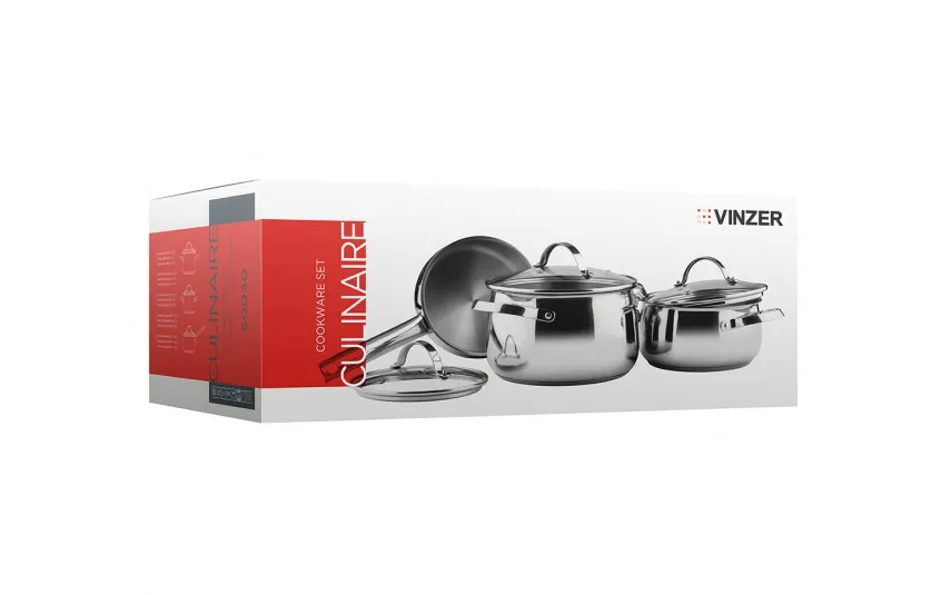 Vinzer Komplet 3 garnków + pokrywki Culinare 50030 Best
