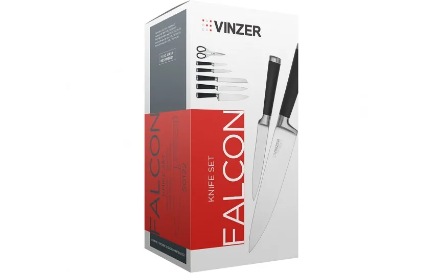 Vinzer Komplet 5 noży w bloku + nożyczki Falcon 50122 Discount