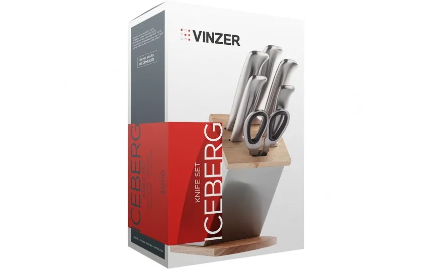 Vinzer Komplet 5 noży w bloku + nożyczki Iceberg 50110 Outlet