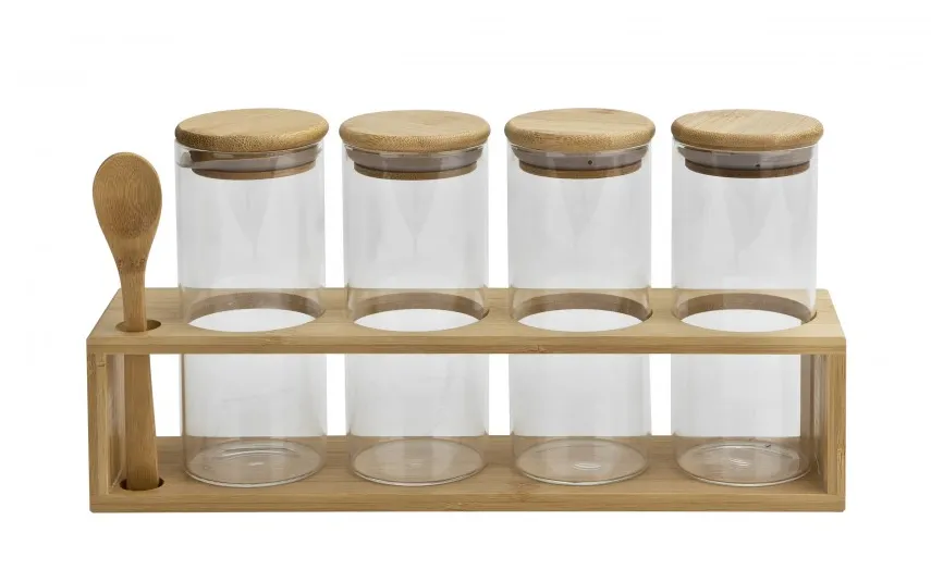 Chomik Komplet 4 słoików 400 ml z bambusową półką 0765 Sale
