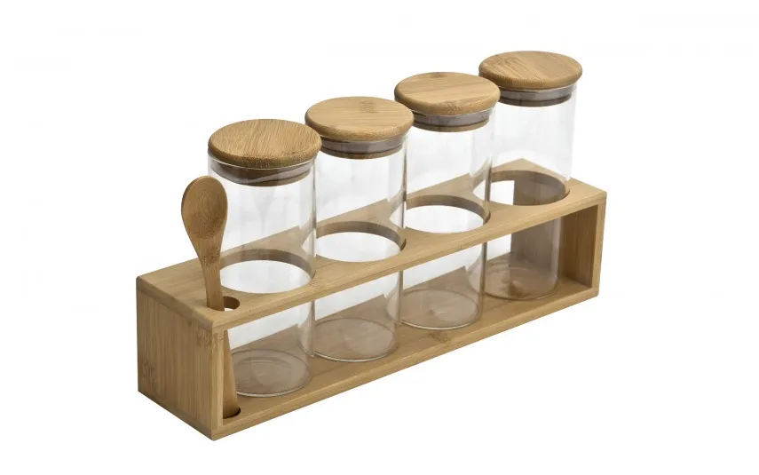 Chomik Komplet 4 słoików 400 ml z bambusową półką 0765 Sale