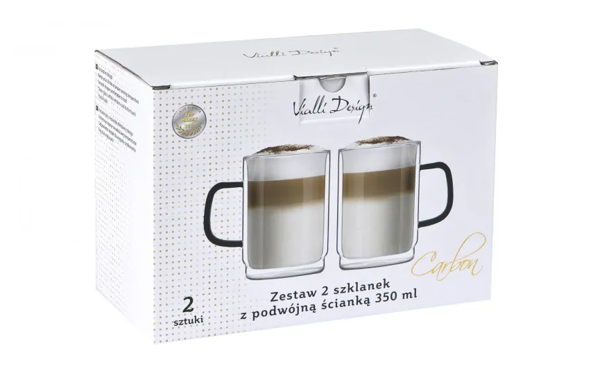 Vialli Design Komplet 2 szklanek termicznych 350 ml z podwójną ścianką Carbon Online