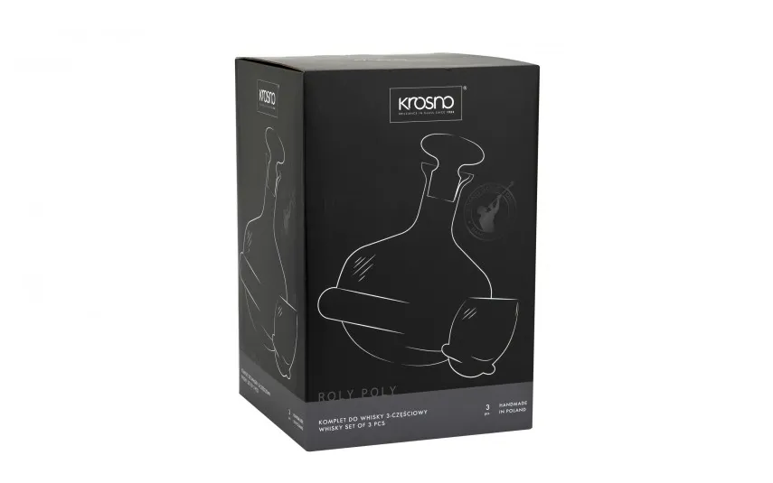 Krosno Komplet do whisky karafka 750 ml + 2 szklanki 200 ml Roly-Poly Outlet