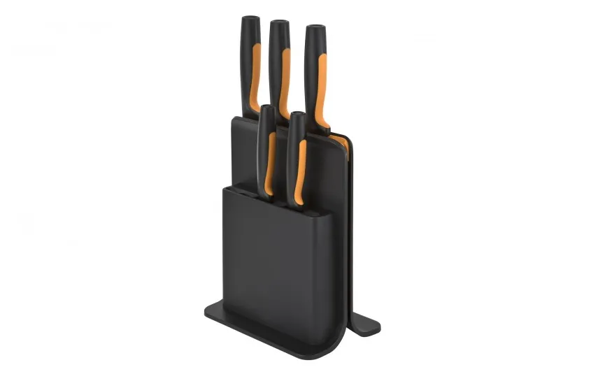 Fiskars Komplet noży kuchennych czarno-pomarańczowych Fashion