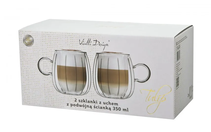 Vialli Design KPL. 2 filiżanek z uchem 350ml Tulip Clearance