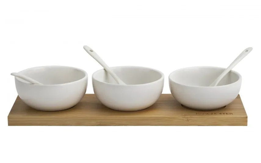KingHoff Kpl. 3 miseczek + łyżka + deska do Dipów Sale