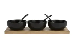KingHoff Kpl. 3 miseczek + łyżka + deska do Dipów czarna Online