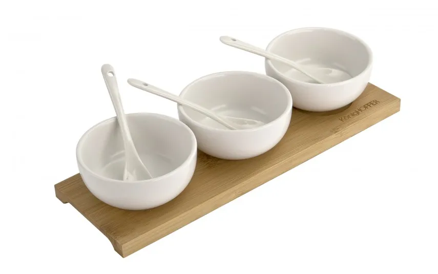 KingHoff Kpl. 3 miseczek + łyżka + deska do Dipów Sale