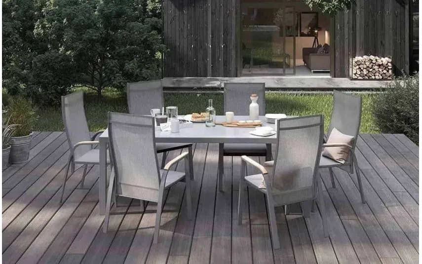 Zumm Krzesło ogrodowe z podłokietnikiem Alicante Teak szare Best