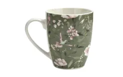 Veroni Kubek porcelanowy 360 ml Grande ciemnozielony wzór 1 Discount