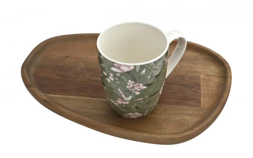 Veroni Kubek porcelanowy 360 ml Grande ciemnozielony wzór 1 Discount