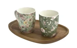 Veroni Kubek porcelanowy 360 ml Grande ciemnozielony wzór 1 Discount