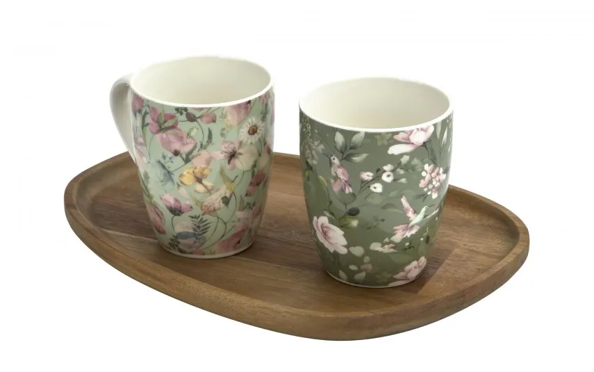 Veroni Kubek porcelanowy 360 ml Grande ciemnozielony wzór 1 Discount
