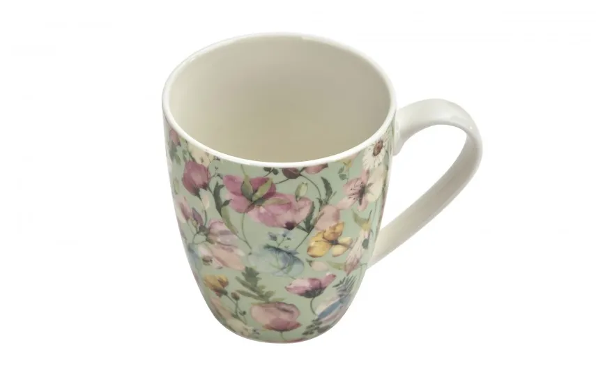 Veroni Kubek porcelanowy 360 ml Grande jasnozielony wzór 2 Clearance