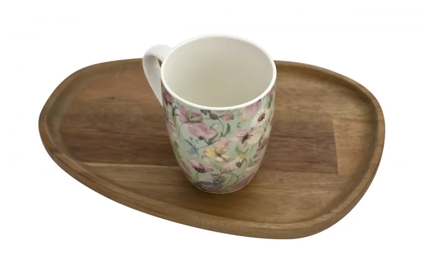 Veroni Kubek porcelanowy 360 ml Grande jasnozielony wzór 2 Clearance
