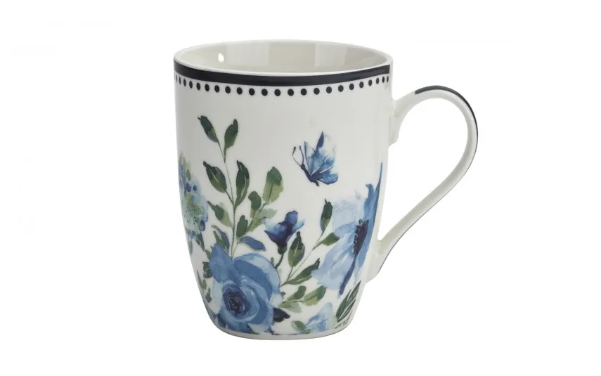 Veroni Kubek porcelanowy 340 ml Indigo czarna obwódka wzór 1 New