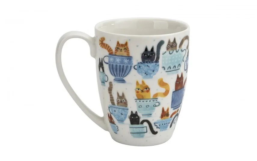 Duo Kubek porcelanowy 350 ml Koci Świat Koty w filiżankach New