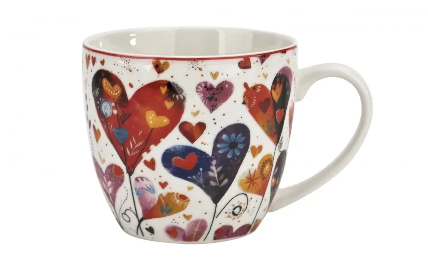 Duo Kubek porcelanowy 460 ml Kolorowe Serca 1 Fashion