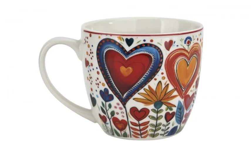 Duo Kubek porcelanowy 460 ml Kolorowe Serca 2 Clearance