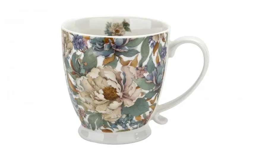Duo Kubek porcelanowy 510 ml na stopce Peony White Online