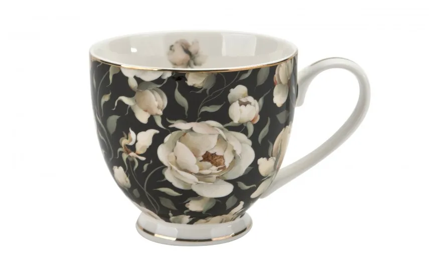 Duo Kubek porcelanowy 530 ml na stopce English Roses Black Online