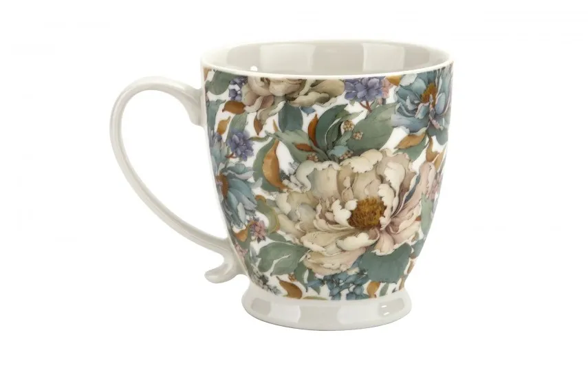 Duo Kubek porcelanowy 510 ml na stopce Peony White Online
