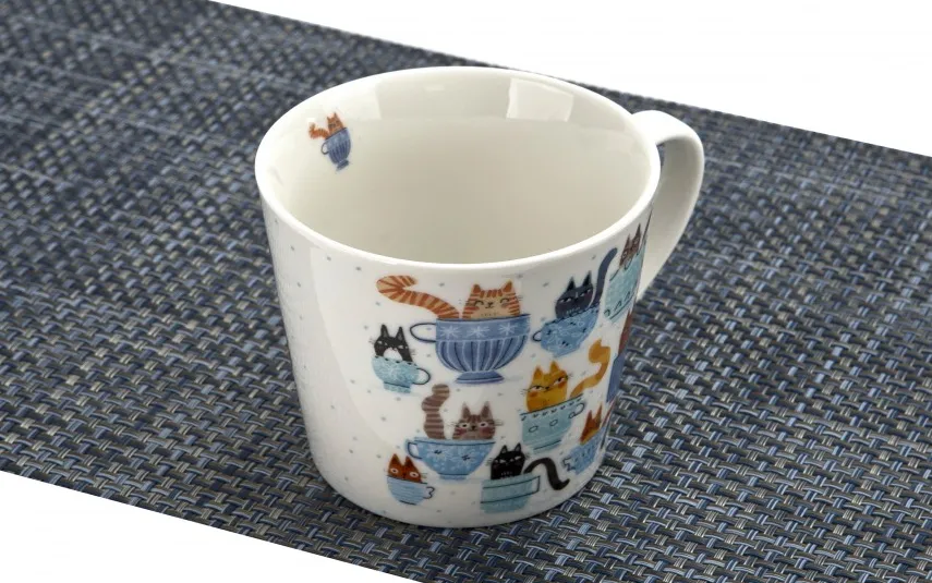 Duo Kubek porcelanowy 610 ml prosty Koty w filiżankach New
