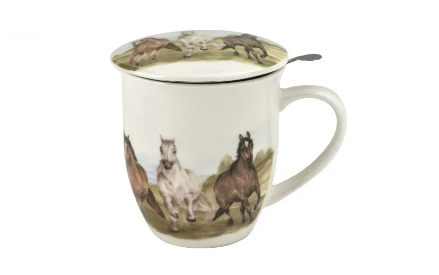 Duo Kubek porcelanowy 400 ml z zaparzaczem KONIE W GALOPIE Online