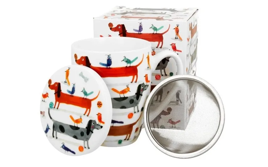 Duo Kubek porcelanowy 360 ml z zaparzaczem Długie Psy Sale