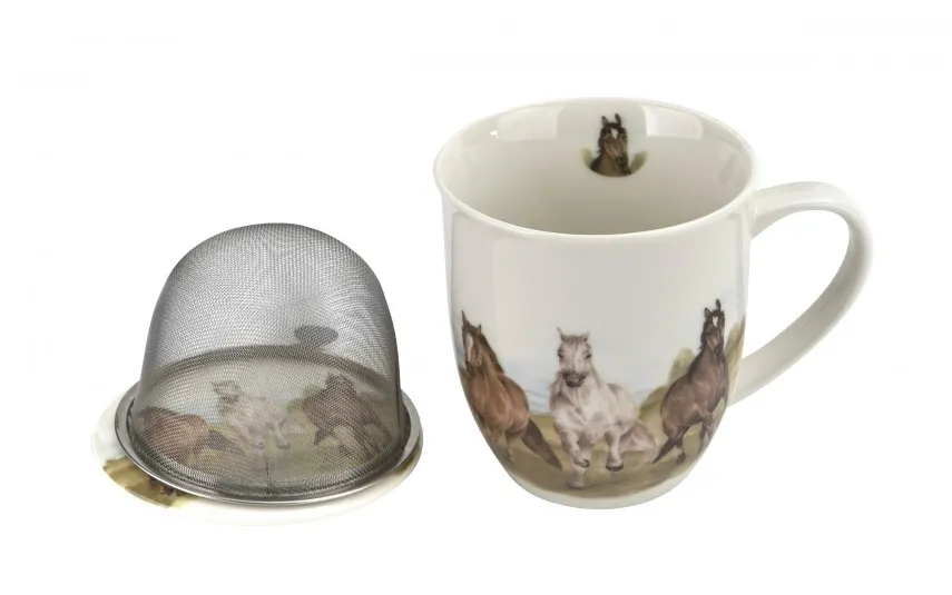 Duo Kubek porcelanowy 400 ml z zaparzaczem KONIE W GALOPIE Online