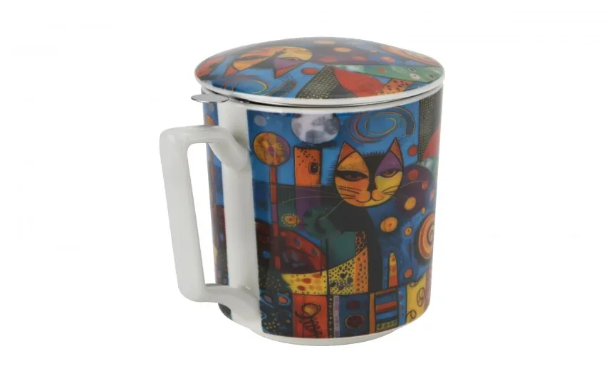 Veroni Kubek porcelanowy 430 ml z zaparzaczem Kropki Valentina 713019 Best
