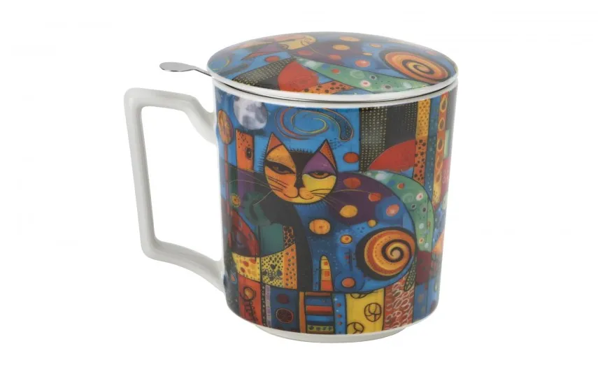 Veroni Kubek porcelanowy 430 ml z zaparzaczem Kropki Valentina 713019 Best