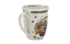 Duo Kubek porcelanowy 360 ml z zaparzaczem Kwiaty Polne Fashion