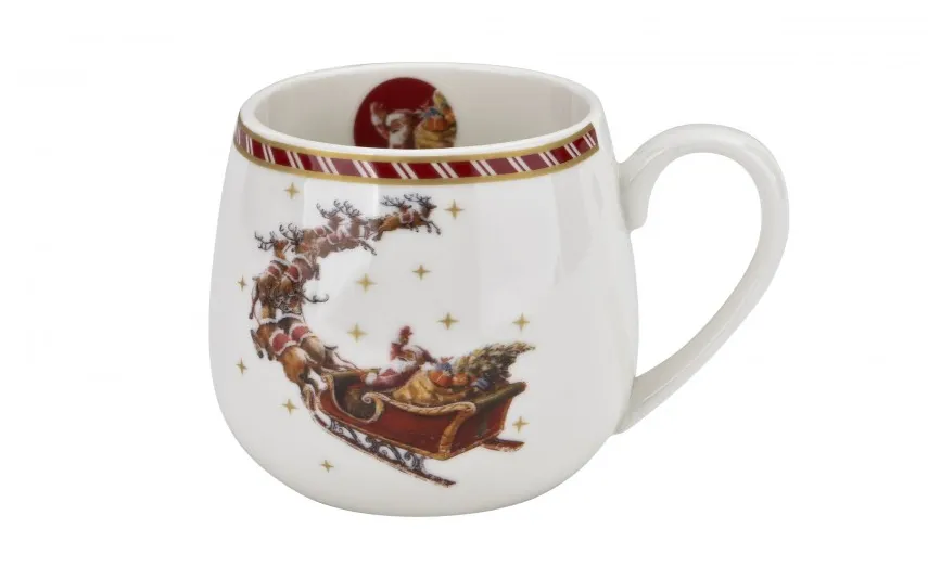 Duo Kubek porcelanowy baryłka 430ml SANTA ON SLEIGH New