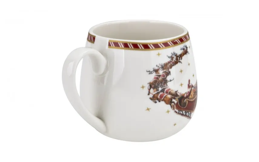 Duo Kubek porcelanowy baryłka 430ml SANTA ON SLEIGH New
