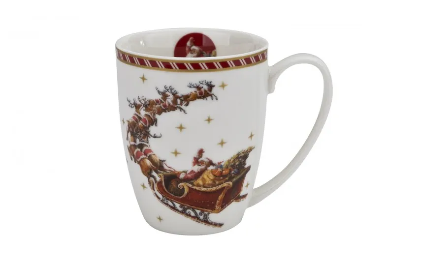 Duo Kubek porcelanowy 350ml Mikołaj na saniach Best