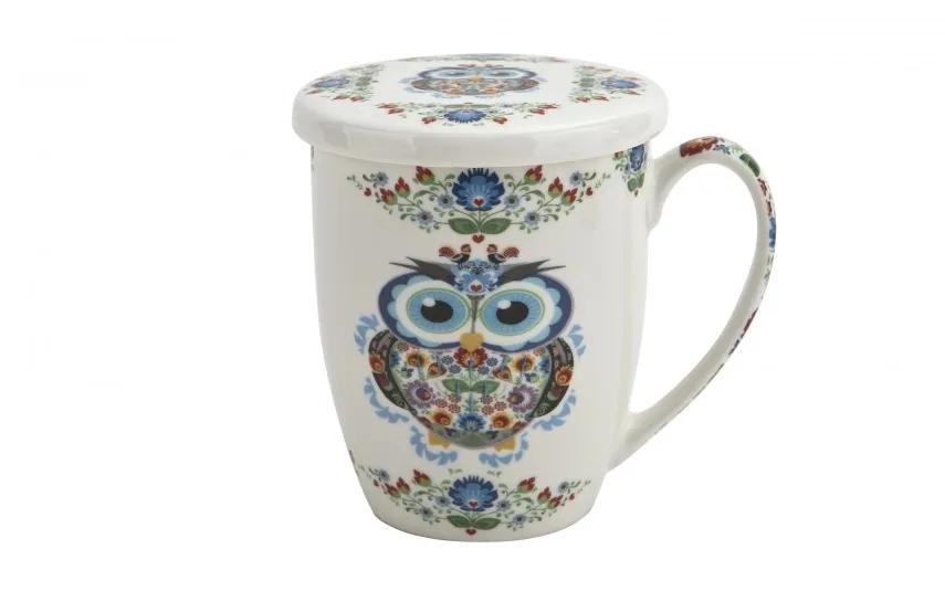 Duo Kubek porcelanowy z zaparzaczem 350 ml Sowa Etno Best