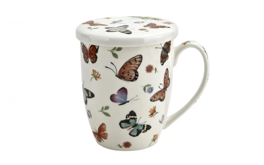 Duo Kubek porcelanowy z zaparzaczem 350 ml Butterflies Discount