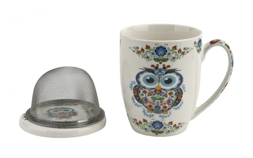 Duo Kubek porcelanowy z zaparzaczem 350 ml Sowa Etno Best