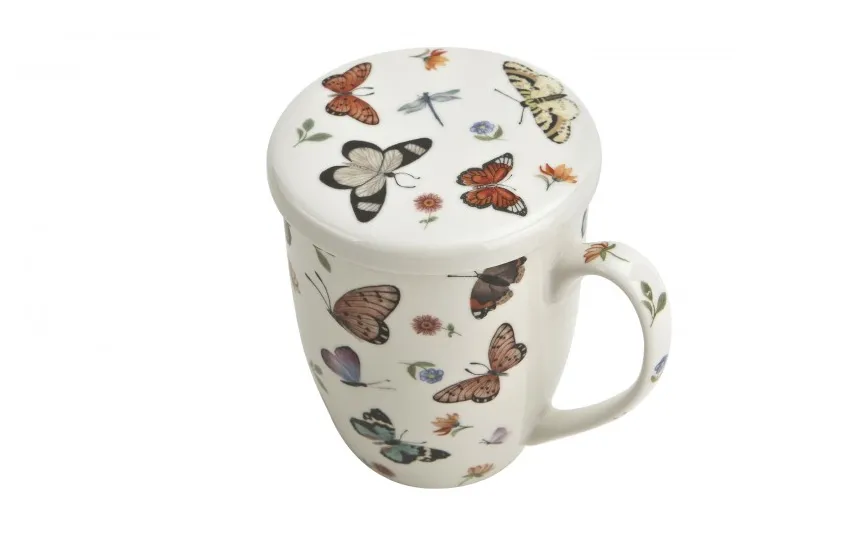 Duo Kubek porcelanowy z zaparzaczem 350 ml Butterflies Discount