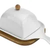 KingHoff Maselnica porcelanowa z drewnianą podstawą Clearance