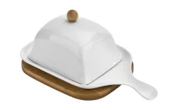 KingHoff Maselnica porcelanowa z drewnianą podstawą Clearance