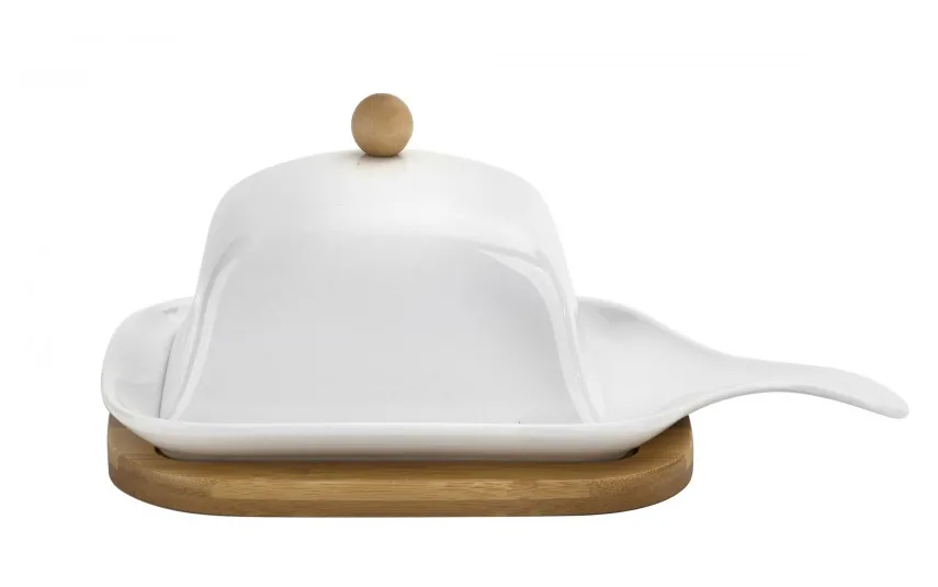 KingHoff Maselnica porcelanowa z drewnianą podstawą Clearance