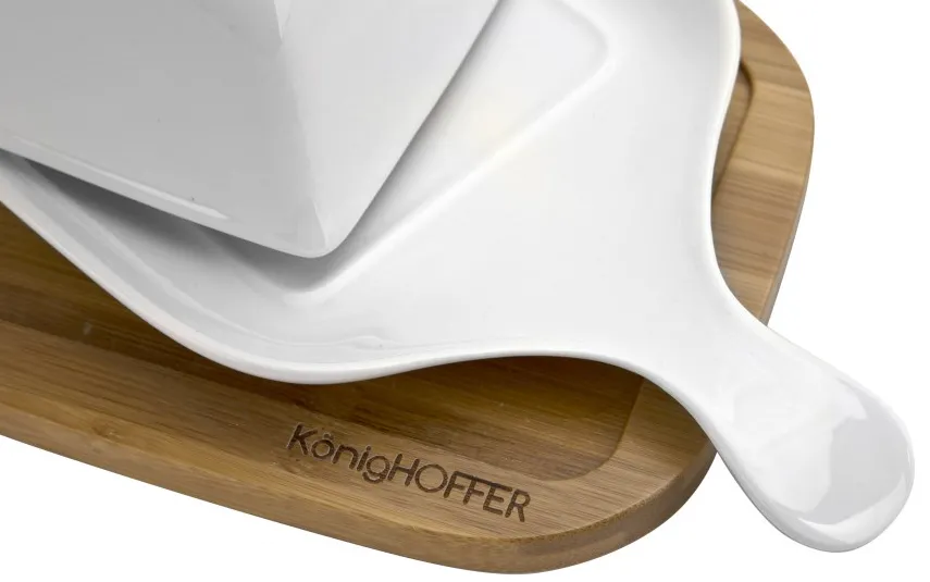 KingHoff Maselnica porcelanowa z drewnianą podstawą Clearance